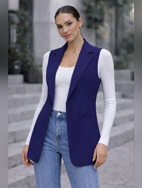 Tailored Sleeveless Vest – Midnight Blue